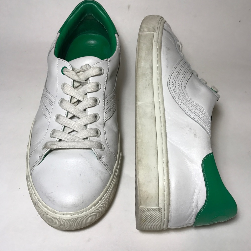 TORY SPORT 10 CHEVRON GREEN WHITE SNEAKER TENNIS - Picture 3 of 8